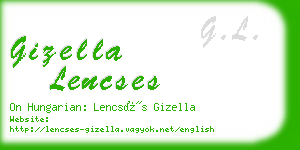 gizella lencses business card